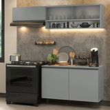 Armário De Cozinha Compacta Suspenso 200cm Cinza Nice Madesa 07