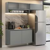 Armário De Cozinha Compacta Suspenso 200cm Cinza Nice Madesa Xa07