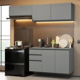 Armário De Cozinha Compacta Suspenso 200cm Cinza Nice Madesa 05