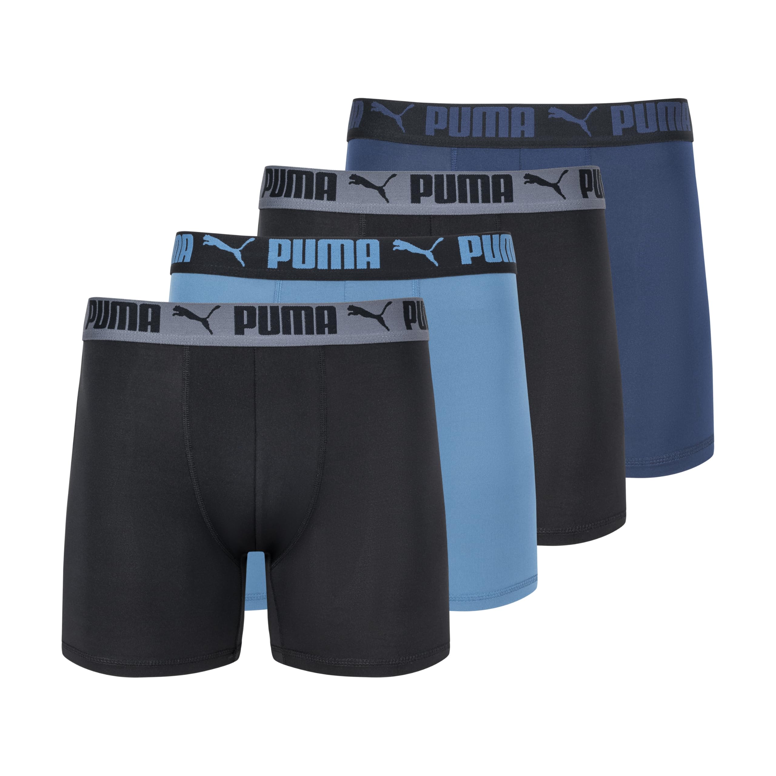 Cuecas Boxer Masculinas Puma Standard Active Stretch, Pacote Com 4, Azul