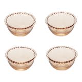 Cj 4 Bowls Cumbuca De Cristal Pearl Bolinha Âmbar 13,5cm Wolff
