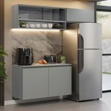 Armário De Cozinha Compacta Suspenso 200cm Nice Madesa Xa08 Cinza