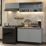 Armário De Cozinha Compacta Suspenso 200cm Nice Madesa 08 Cinza