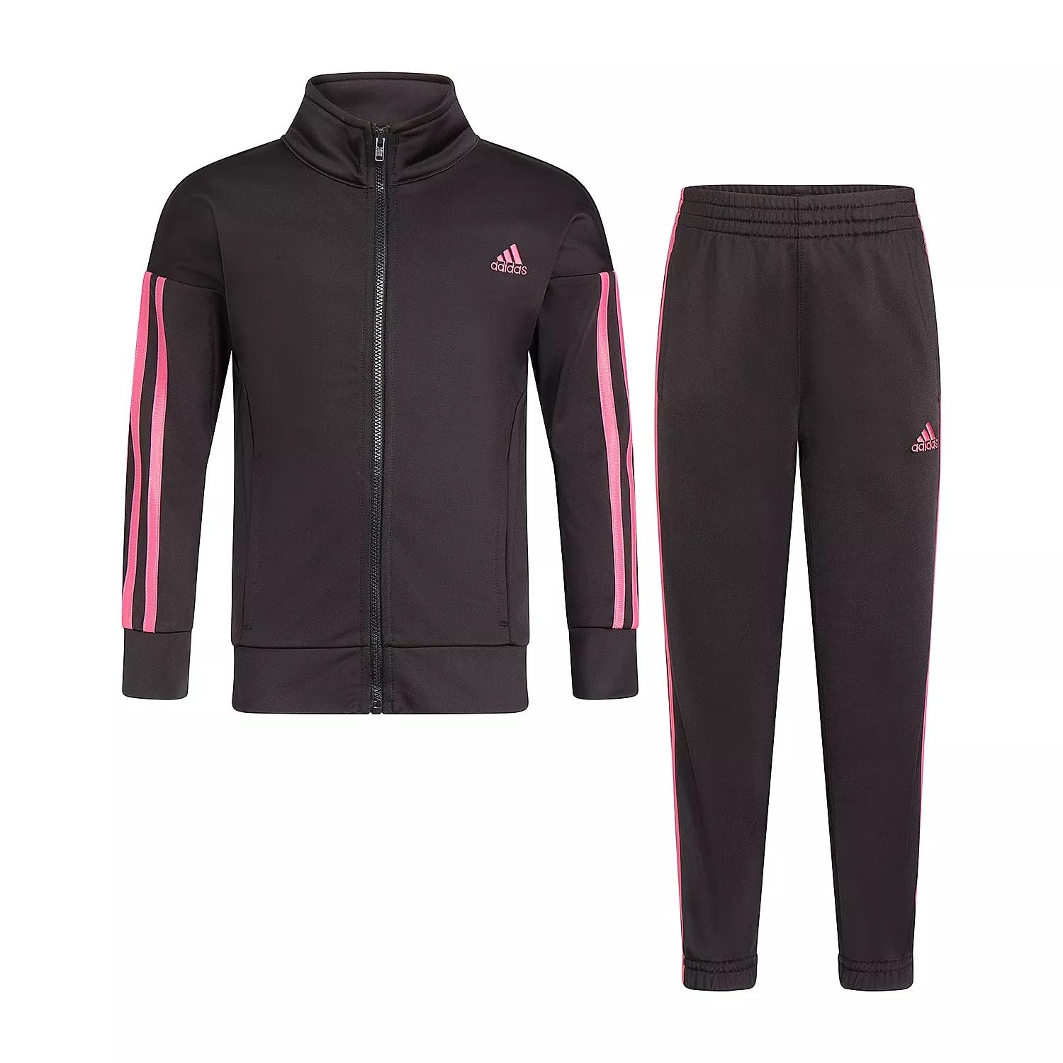 Conjunto De Roupas Adidas Girls Tricot Jacket And Joggers Black 2t