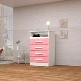 Cômoda Haiti 100% Mdf Linhamobília Branco Rosa Azul