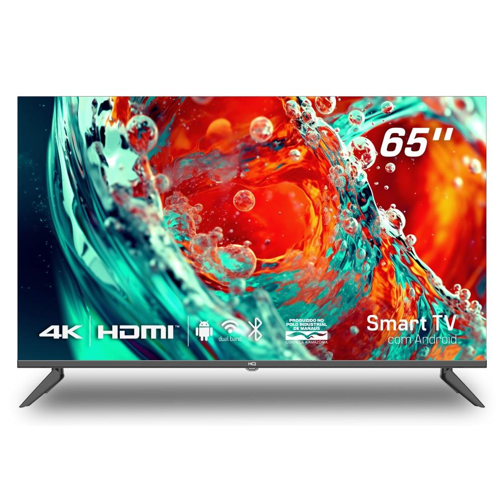 Smart TV 65" HQ 4K com Conversor Digital Externo, 3 HDMI, 2 USB, Wi-Fi, Design Slim e Tela Frameless