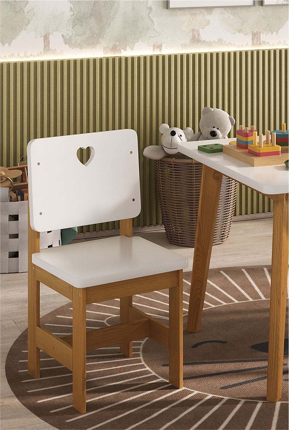 Cadeira Infantil Em Madeira Maciça Sofia Branco/mel