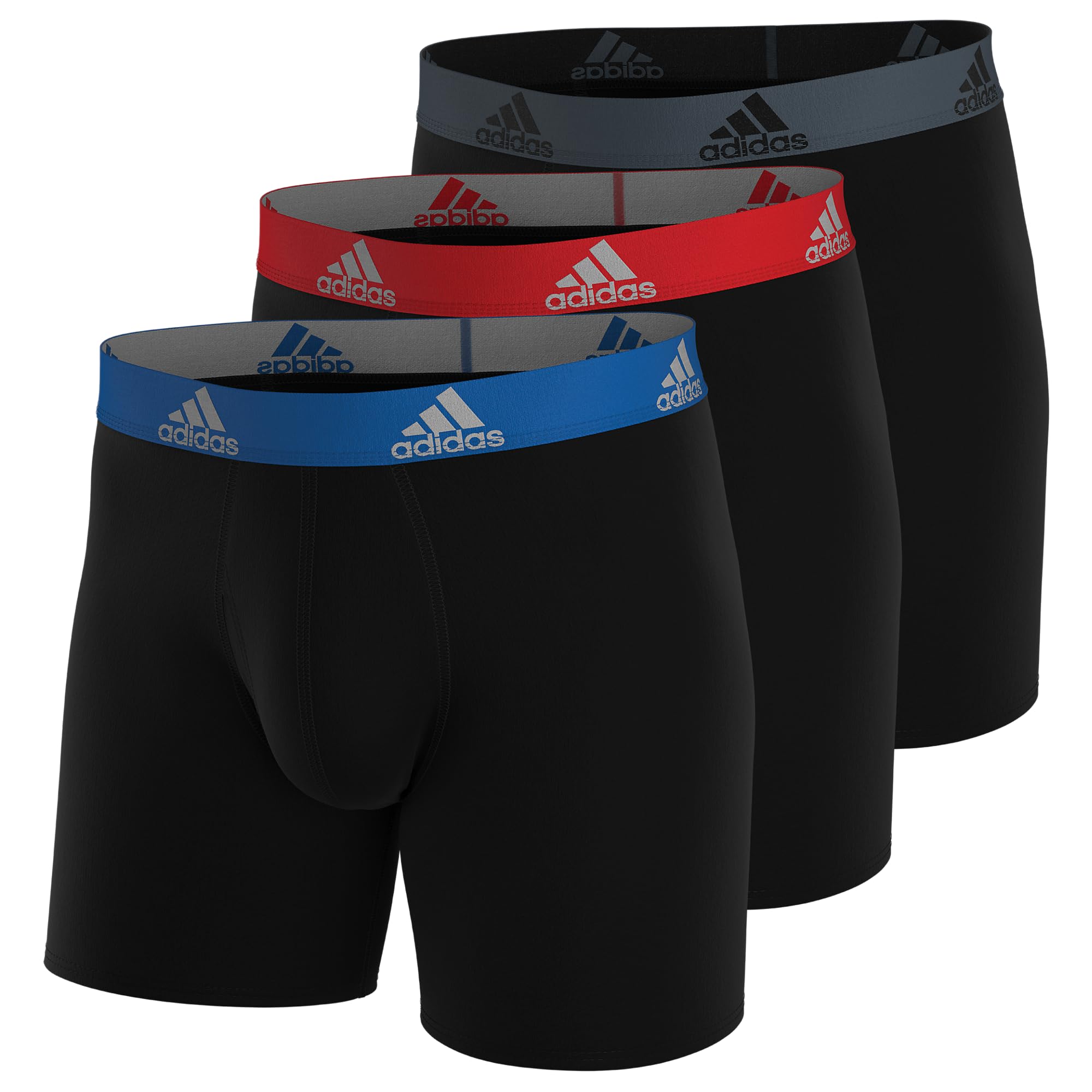 Cueca Boxer Masculina Adidas, Pacote Com 3 Unidades, Preta/azul/vermelha, Tamanho Xxl