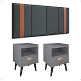 Kit 2 Mesinhas Estilo Nicho Gaveta Puxador Concha Retrô Cinza Cabeceira Suspensa Estofada Parise Cama Box Casal 1,40 Suede - Lojas Rpm