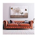 Quadro Decorativo Animais Borboletas Lineares C- Moldura Marrom Tamanho 90 X 60cm