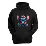 Moletom Canguru Lilo Stitch Video Game Flanelado Unissex