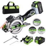 Mini Serra Circular Sem Fio Workpro 20v 4-1/2 Com Bateria De 4,0 Ah