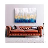 Quadro Decorativo Abstrato Belas Linhas Douradas C- Moldura Preta Tamanho 90 X 60cm