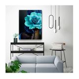 Quadro Arte Conceito Color Paint Woman Blue Rose C- Moldura Prata E Vidro Tamanho 90 X 60cm