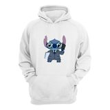 Moletom Canguru Lilo Stitch Estudando Flanelado Unissex