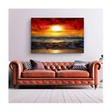 Quadro Paisagens E Natureza Beautiful Sunset C- Moldura Marrom E Vidro Tamanho 100 X 70cm