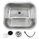 Tanque Inox De Lavanderia 45x45 Antirruído Completo Escovado