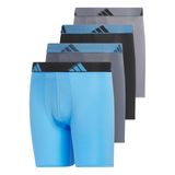 Cueca Boxer Adidas Boys&#39; Youth Microfiber, Pacote Com 4 Unidades, Comprimento M