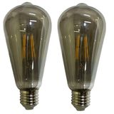Lampada Led Multi Filamento Fume 30w Kit 2 Uni Iluminaçao Quarto Sala Casa Varanda Branco Quente