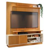 Estante Home Theater Ares Cinamomo/off White Para Tv Até 75 - Madetec