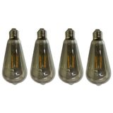Lampada Led Multi Filamento Fume Vintage 30w Kit 4 Uni Decoraçao Iluminaçao Sala Quarto Varanda Casa Branco Quente