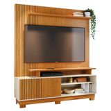 Estante Home Theater Ares Cinamomo/off White Para Tv Até 75 Com Pés - Madetec