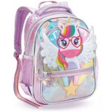 Mochila Costas Infantil Unicórnio Asas 3d Escolar Roxo Denlex