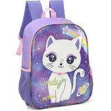 Mochila Costas Infantil Escolar Menina Gata Cindy Roxo Luxcel
