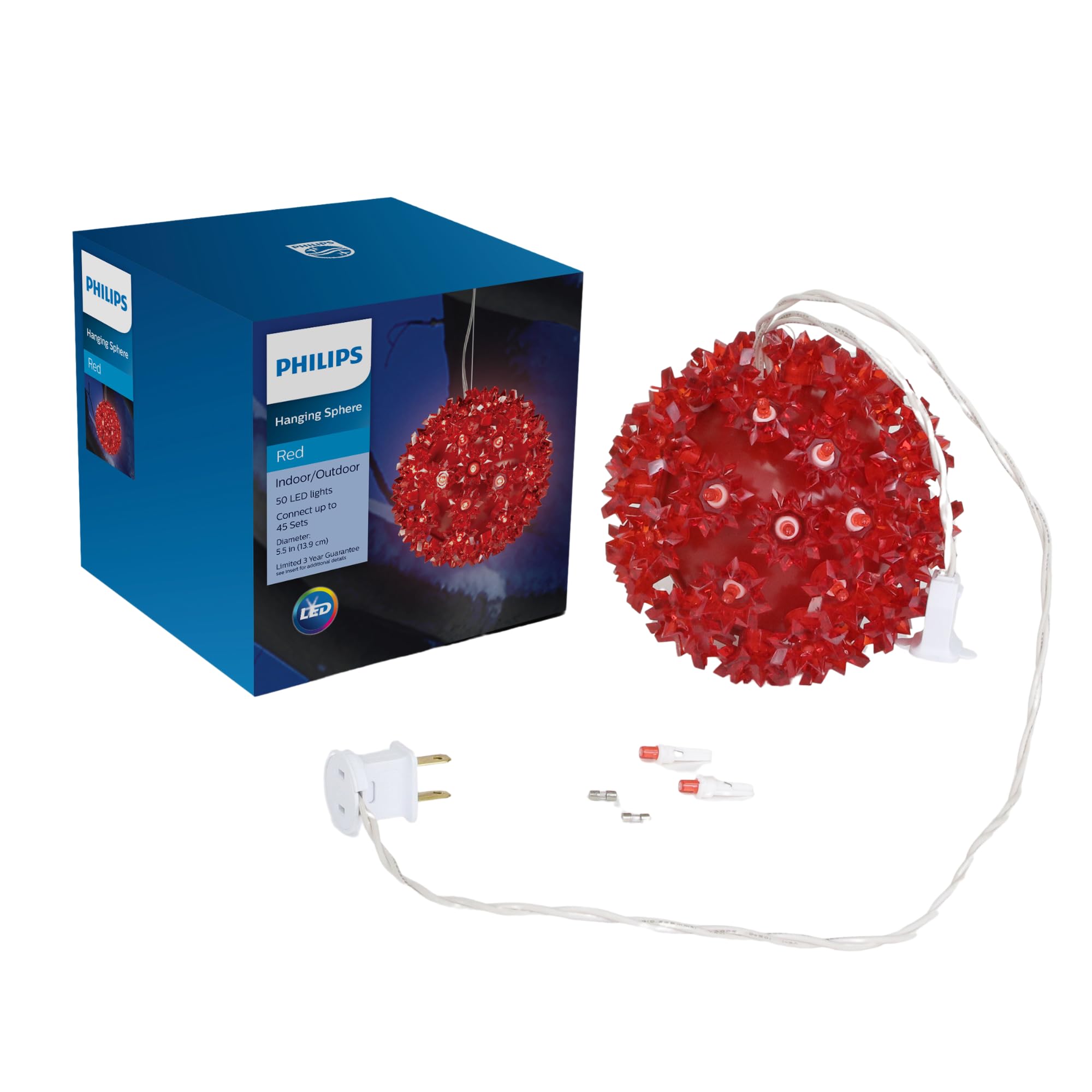 Lâmpadas Led Hanging Sphere Light Philips Red 5.5 50 Para Ambientes Internos/externos