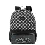 Mochila Costas Infantil Juvenil Grande Escolar Menino Skate Preto Branco Sestini