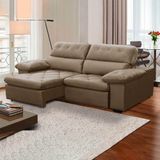 Sofa Retratil Reclinavel 2 Lugares 1,90m Crystal Veludo Capuccino Lansofbr