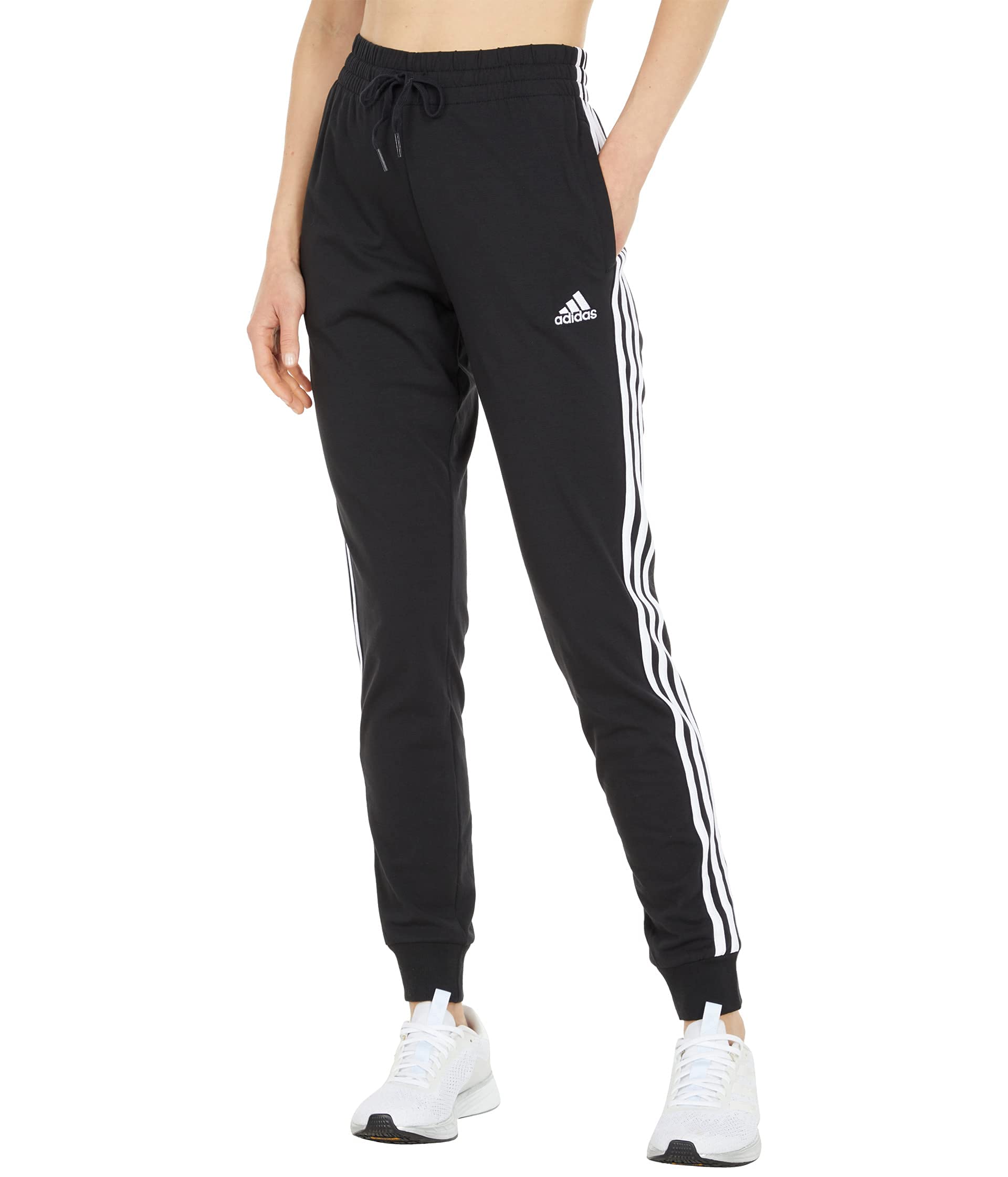 Calças Adidas Essentials Single Jersey Com 3 Listras Para Mulheres