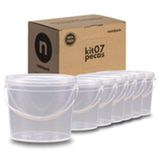 Balde Para Queijo Minas 2.2 Litros Transparente - Kit 7 Pçs
