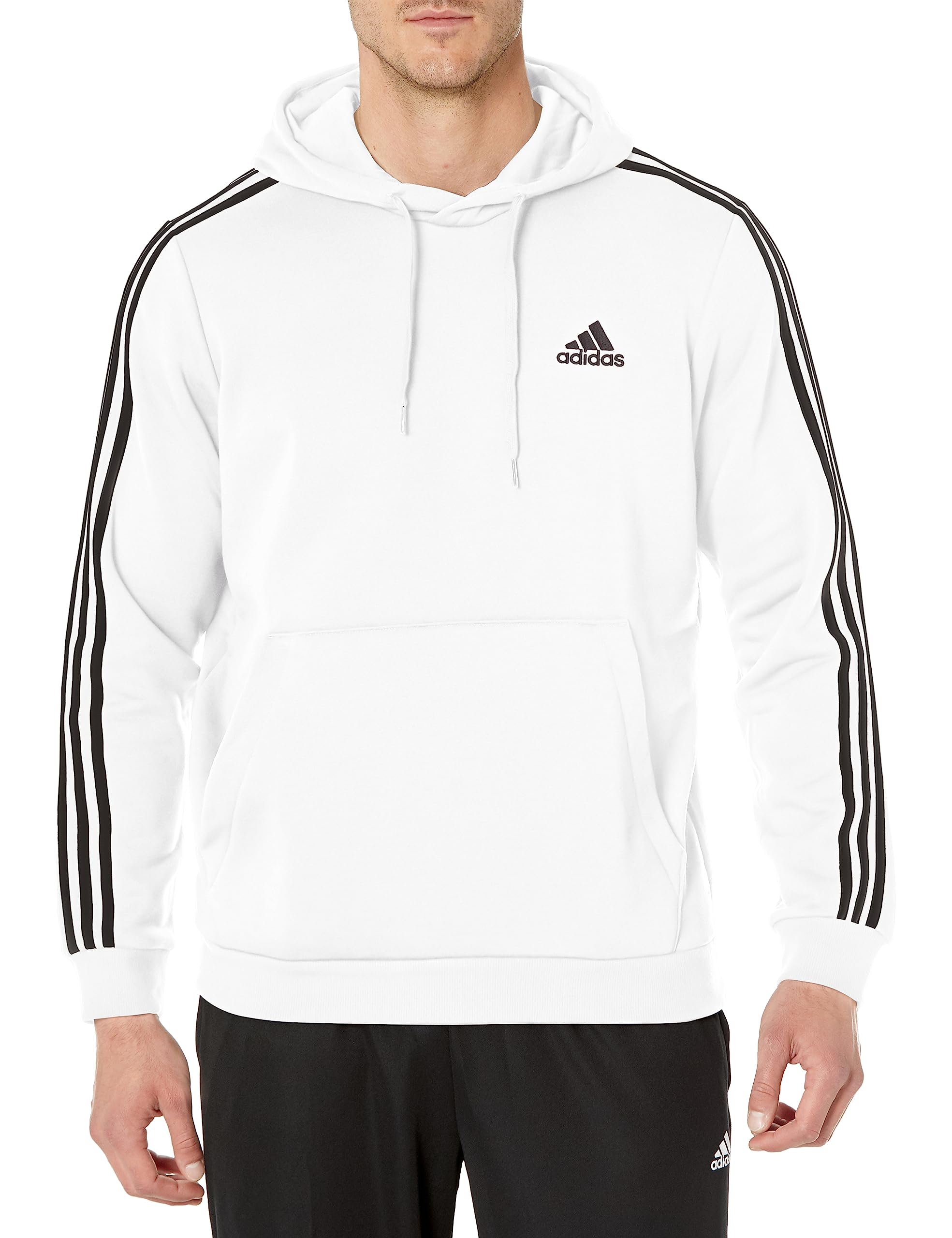 Moletom Com Capuz Adidas Essentials Fleece De 3 Listras Para Homens Branco 4gg