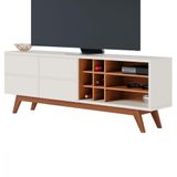Rack Para Tv Noronha 70 Pol 2 Portas 2 Prateleiras Colibri Off White Matte-freijó