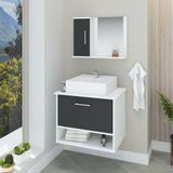 Conjunto Gabinete Banheiro Superior E Inferior 2 Portas 1 Nicho Malibu - Cinza Titanium - Cinza