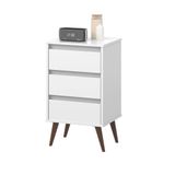 Mesa De Cabeceira Wood Retrô 3 Gavetas Ej Móveis Branco