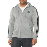 Moletom Masculino Adidas, Tamanho Essentials, Lã, 3 Listras, Zíper Completo