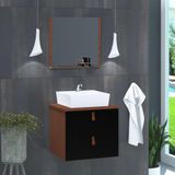 Gabinete De Banheiro Suspenso 2 Gavetas Berlim 45cm Natura E Preto - Preto