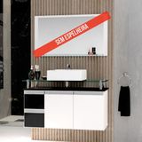 Gabinete Banheiro 2 Gavetas 2 Portas Diamante 80cm - Preto - Preto