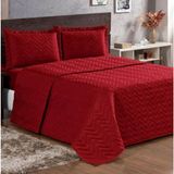 Cobre Leito Casal Padrão Pratic Lisa 3 Peças - Vermelho