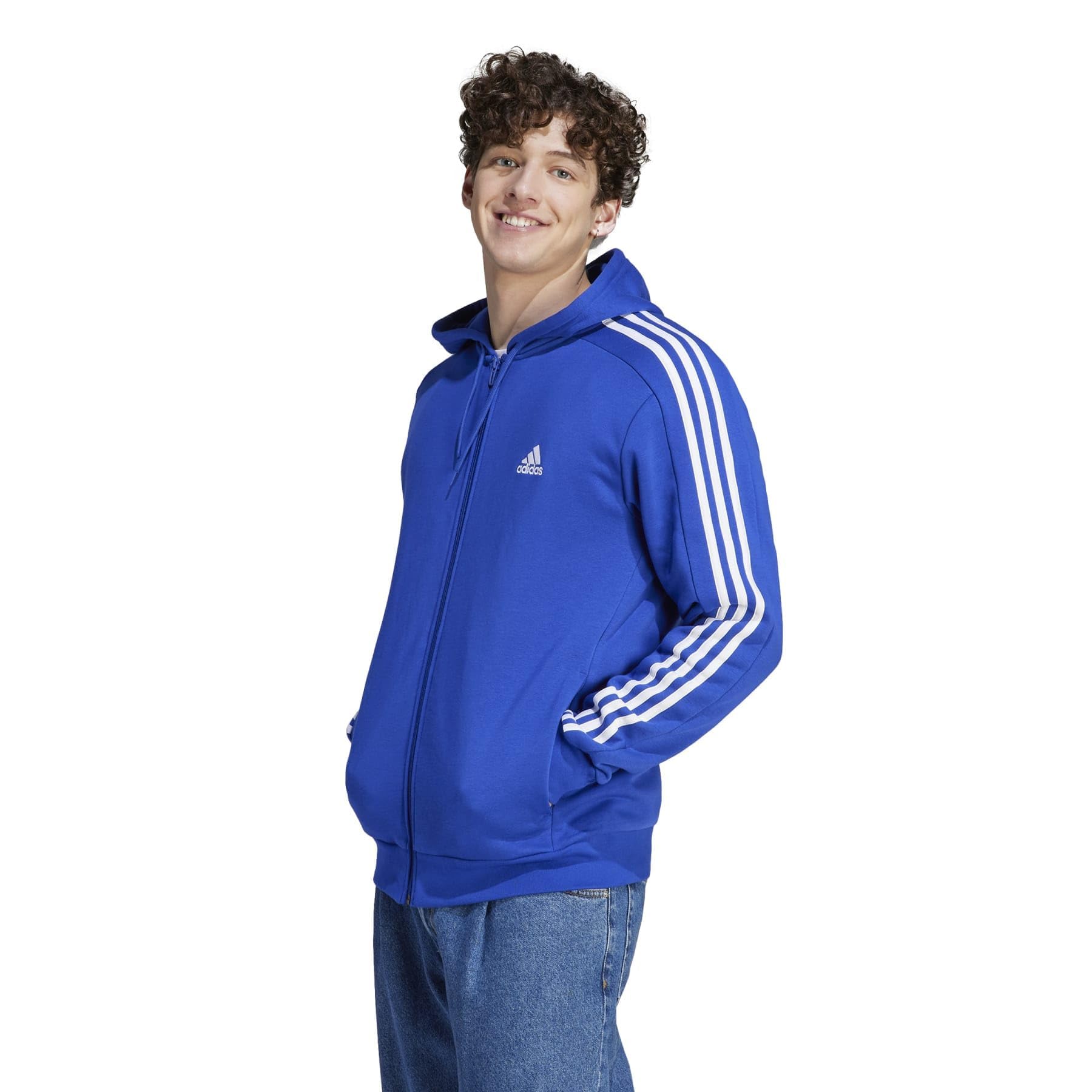 Moletom Masculino Adidas, Tamanho Alto, Essentials, 3 Listras, Lã