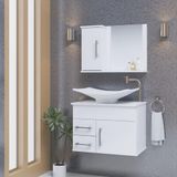 Conjunto Gabinete Inferior E Superior Banheiro 2 Gavetas 1 Porta Turin - Branco - Branco