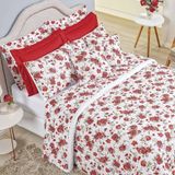 Edredom Queen Craft Percal 200 Fios 100% Algodão 5 Peças - Rosas Vermelha