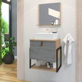 Gabinete De Banheiro Vegas 1 Prateleira 1 Porta 45cm Freijó E Cinza Rovere - Cinza