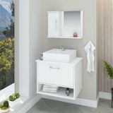 Conjunto Gabinete Banheiro Superior E Inferior 2 Portas 1 Nicho Malibu - Branco - Branco