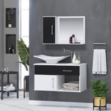 Gabinete De Banheiro Inferior E Superior New Stilo 2 Portas 1 Gaveta Cor Preto - Preto