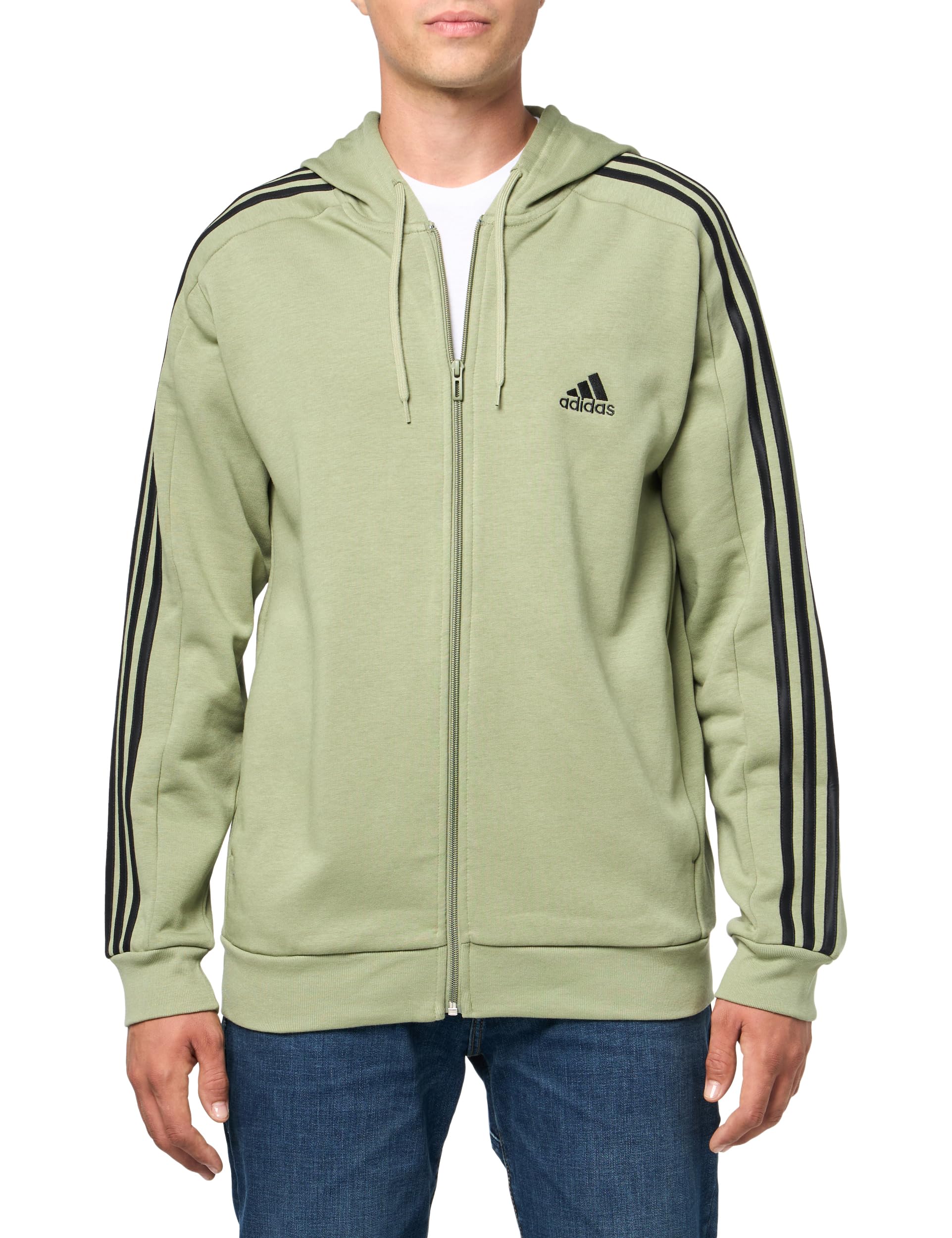 Moletom Masculino Adidas Essentials De 3 Listras Com Zíper Completo