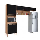 Cozinha Modena 6 Portas 6 Prateleiras Atualle Móveis Preto