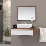 Gabinete Superior 60cm 1 Gaveta Safira Com Espelheira - Branco - Branco